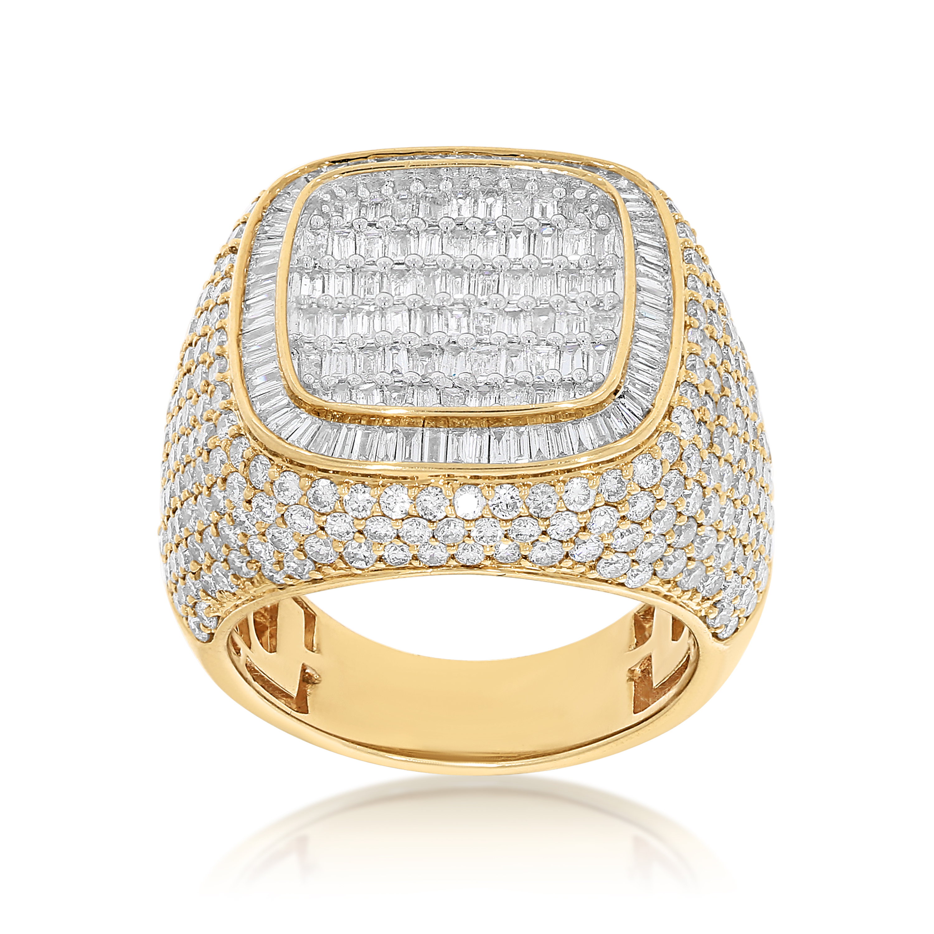 Men's Diamond Baguette Ring 4.70 ct. 14k Yellow Gold